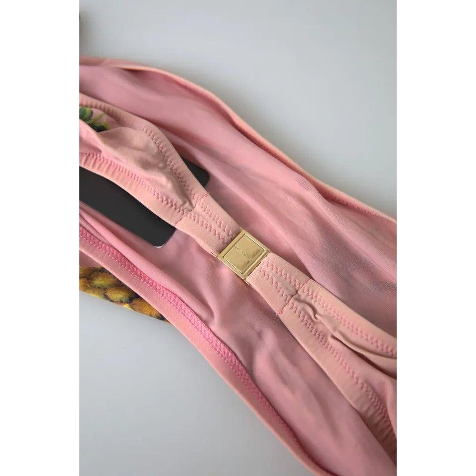 ملابس سباحة بيكيني بجزء علوي مطبوع باللون الوردي من دولتشي آند غابانا