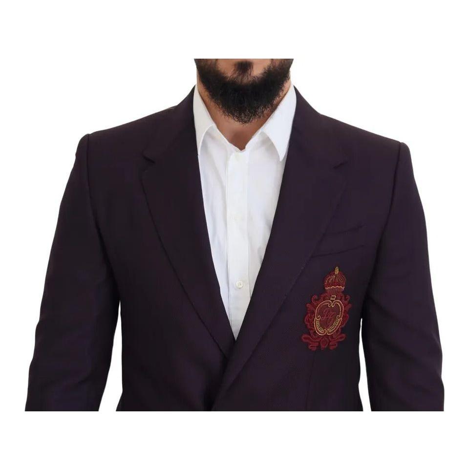 Dolce & Gabbana Purple Logo Single Breasted Wool Blazer Dolce & Gabbana