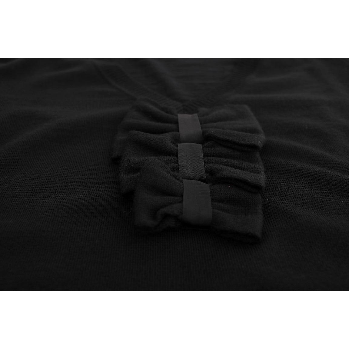 优雅黑色羊毛直筒连衣裙