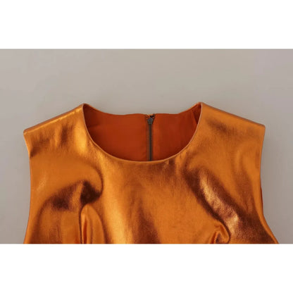 Dolce & Gabbana Metallic Orange Sleeveless Sheath Dress Dolce & Gabbana