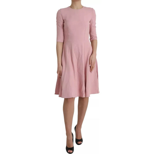 Dolce & Gabbana Pink A-line Flare Viscose Short Sleeves Dress Dolce & Gabbana Rosy Brown