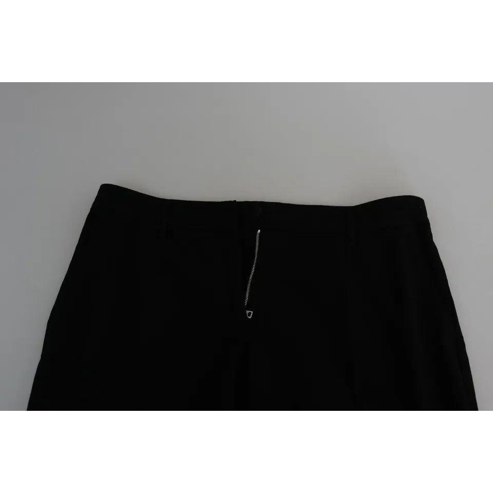 Dolce & Gabbana Black Wool Stretch Cropped Capri Trouser Pants Dolce & Gabbana