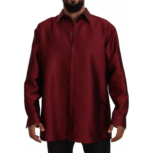 Dolce & Gabbana Bordeaux Cotton Long Sleeve Men Formal Shirt Dolce & Gabbana