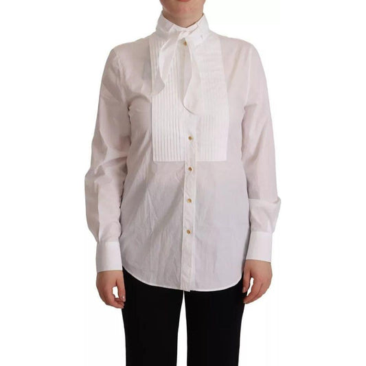 Dolce & Gabbana White Cotton Collared Long Sleeves Formal Shirt Top Dolce & Gabbana Gray