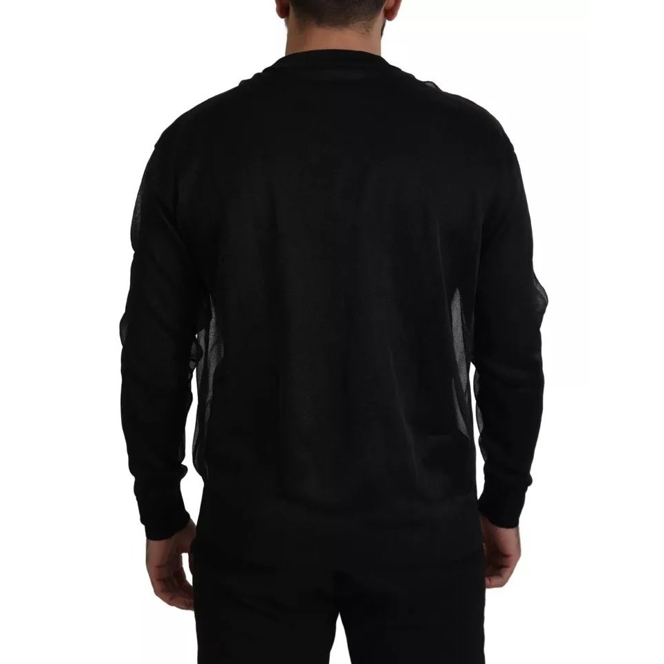 Dolce & Gabbana Black Polyester Logo Men Pullover Sweater 1728,67345645728,Black,Clothing,Dolce & Gabbana,IT48 | M,Material: 100% Polyester,Men,Men - Clothing,Preowned / Defect,Sweaters - Clothing,Sweaters - Men - Clothing,Sweatshirts - Sweaters - Clothin