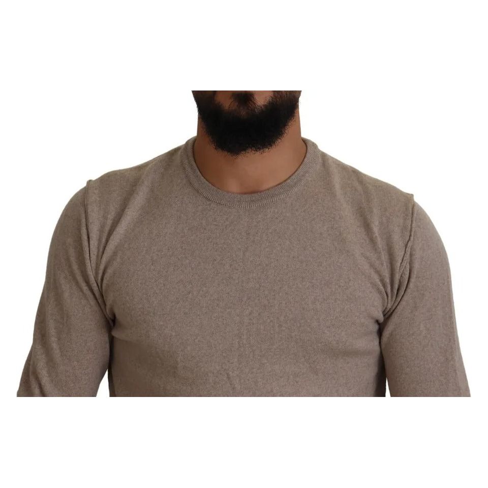 Dolce & Gabbana Brown Virgin Wool Crew Neck Pullover Sweater Dolce & Gabbana