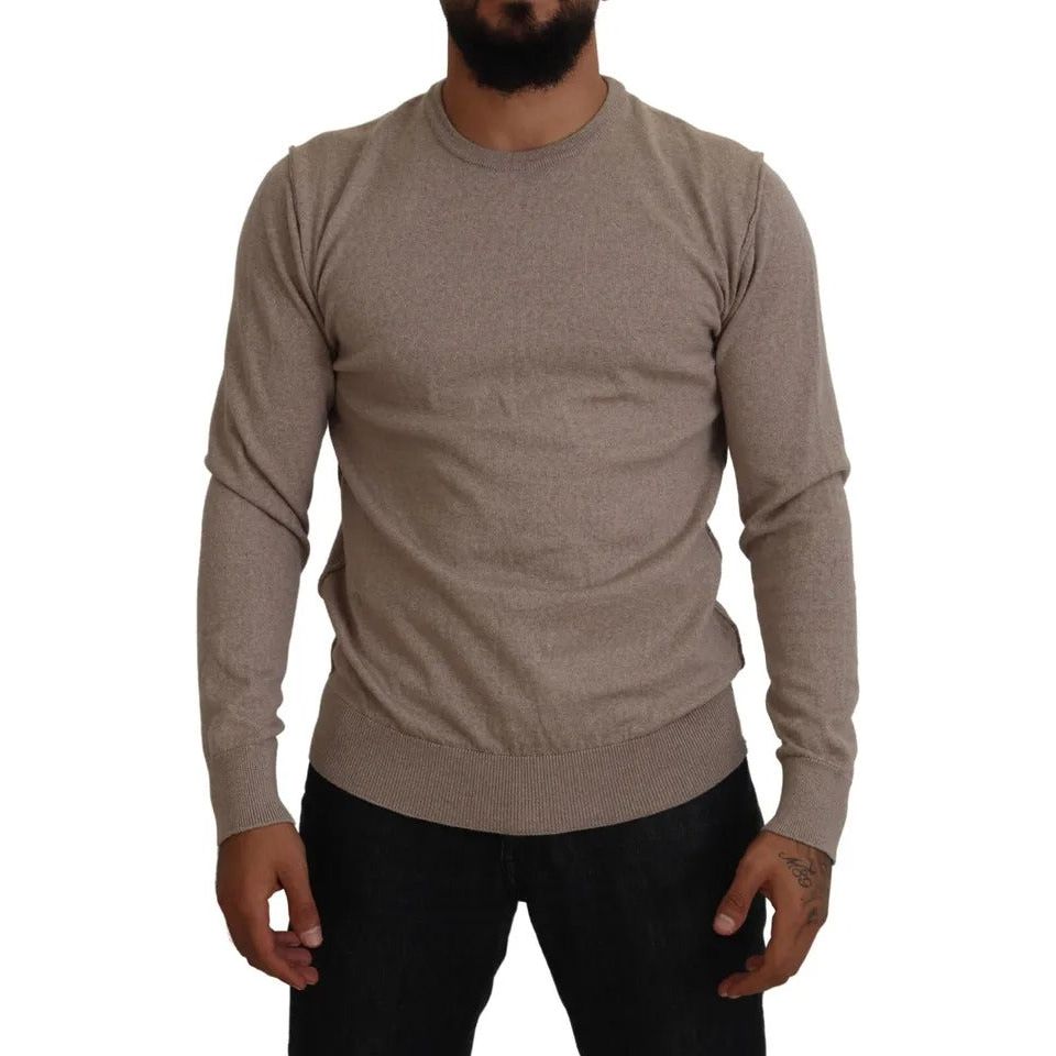 Dolce & Gabbana Brown Virgin Wool Crew Neck Pullover Sweater Dolce & Gabbana