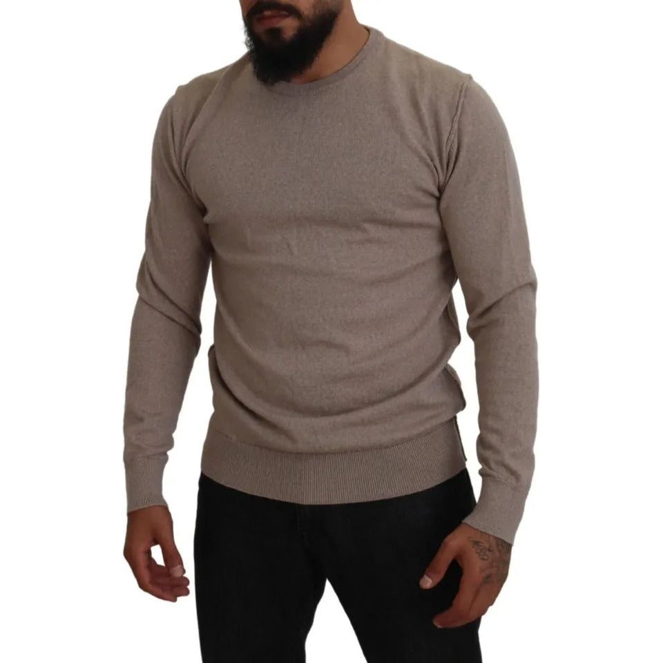 Dolce & Gabbana Brown Virgin Wool Crew Neck Pullover Sweater Dolce & Gabbana