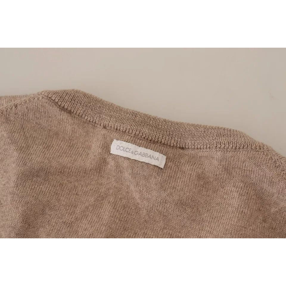 Dolce & Gabbana Brown Virgin Wool Crew Neck Pullover Sweater Dolce & Gabbana