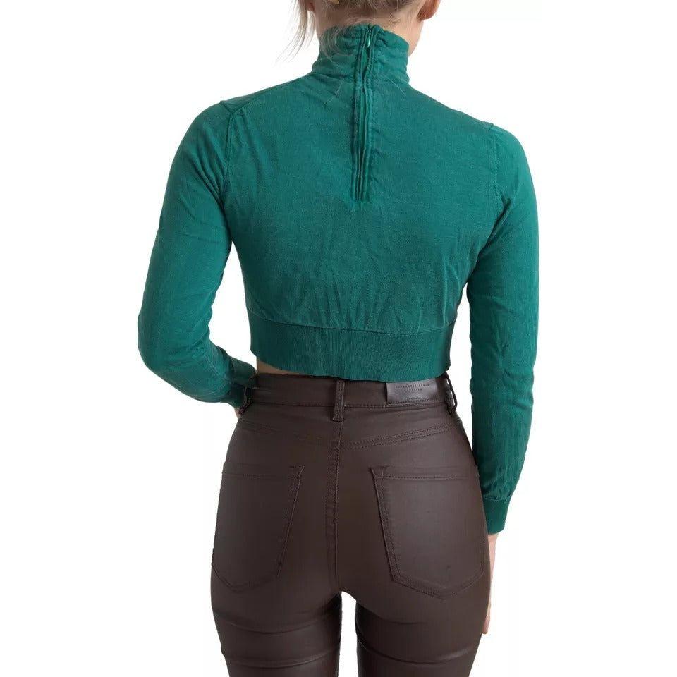 سترة قصيرة بياقة مدورة باللون الأخضر الداكن من دولتشي آند غابانا