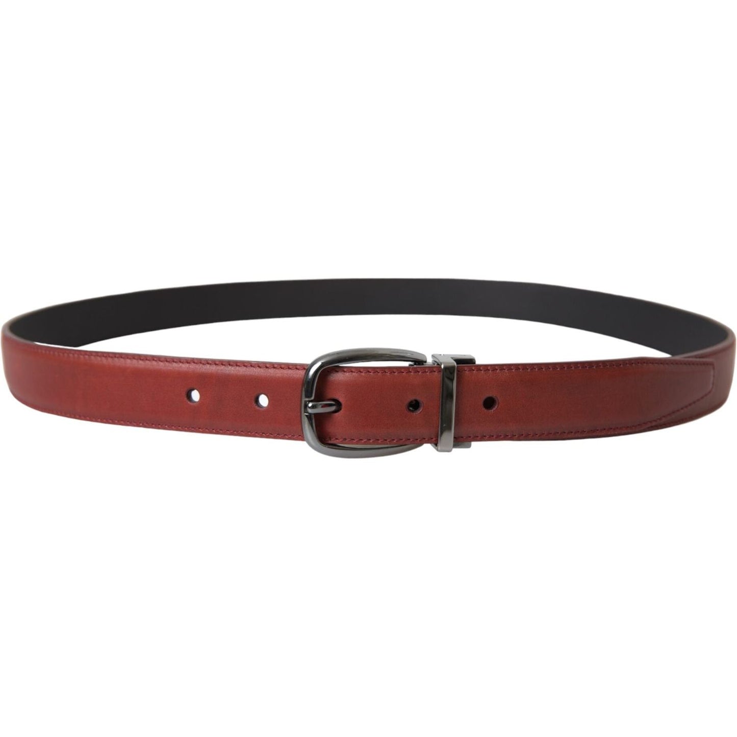 Dolce & Gabbana Brown Leather Silver Metal Buckle Belt Men Dolce & Gabbana