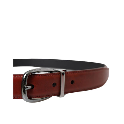 Dolce & Gabbana Brown Leather Silver Metal Buckle Belt Men
