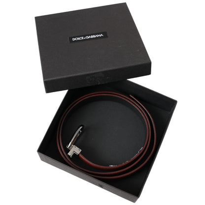 Dolce & Gabbana Brown Leather Silver Metal Buckle Belt Men