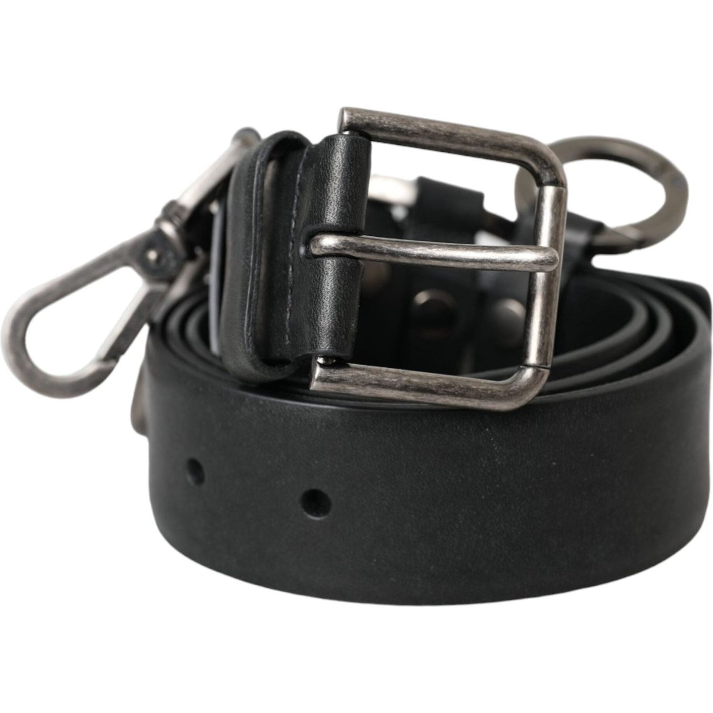 Dolce & Gabbana Black Calf Leather Silver Metal Buckle Belt Dolce & Gabbana