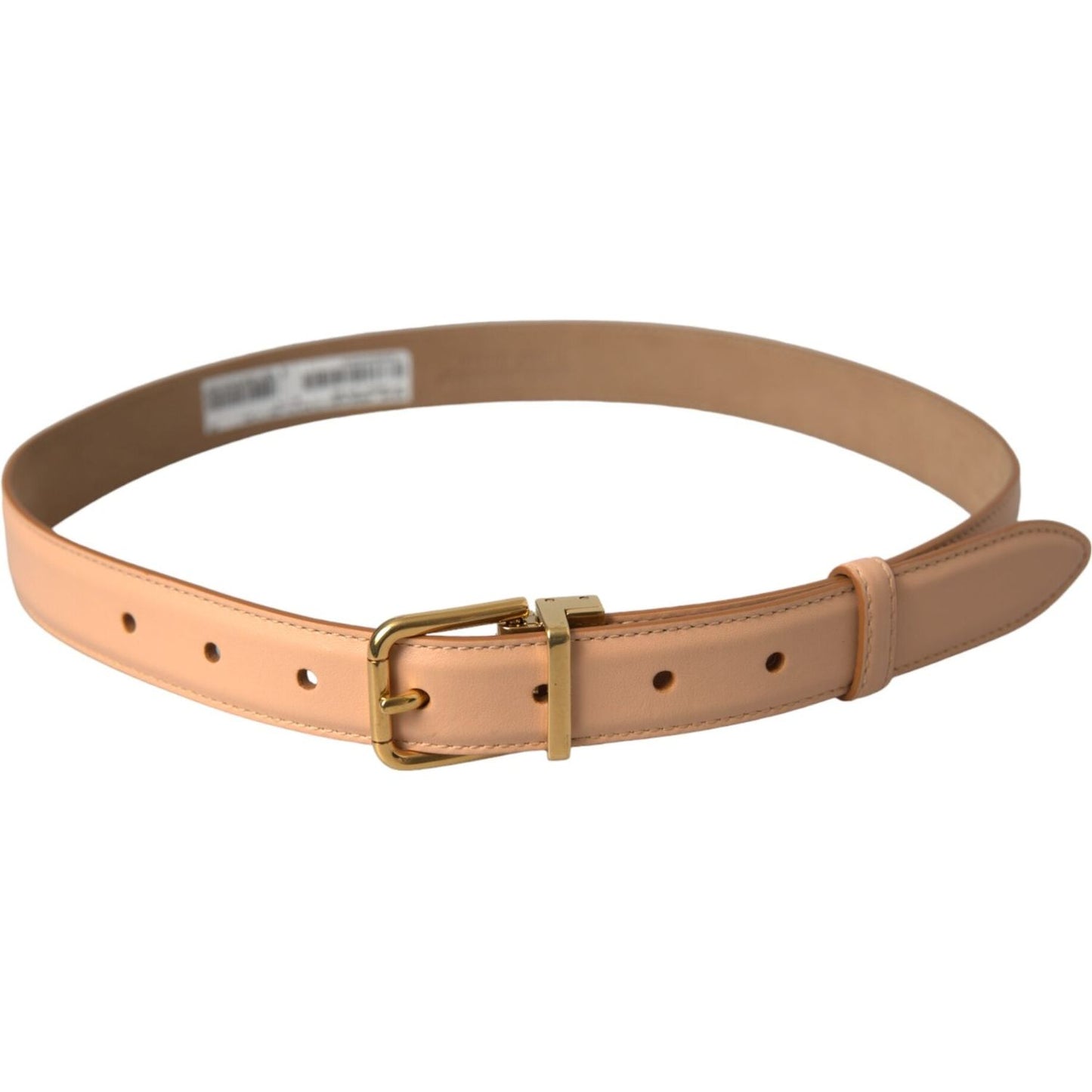 Dolce & Gabbana Beige Calfskin Leather Gold Metal Buckle Belt Dolce & Gabbana