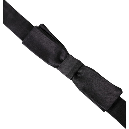 Dolce & Gabbana Dark Gray Silk Adjustable Neck Men Bow Tie