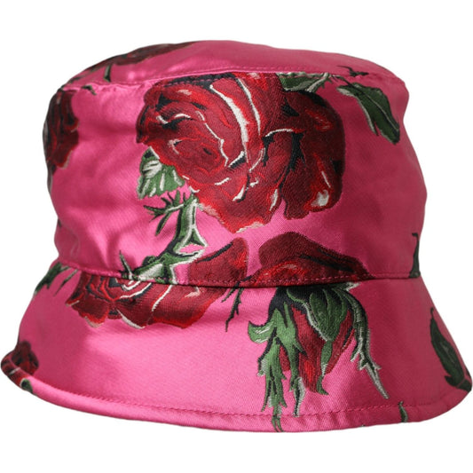 Dolce & Gabbana Pink Floral Cap Cotton Bucket Hat Men Dolce & Gabbana