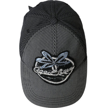 Dolce & Gabbana Black Cotton Embellished Baseball Hat Men