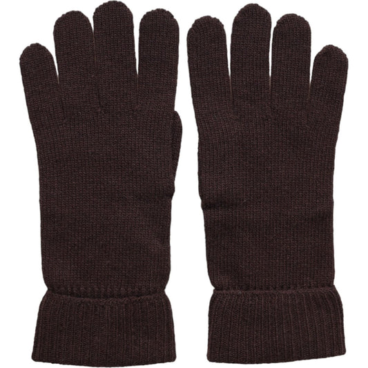 Dolce & Gabbana Brown Wool Knitted Wrist Length Gloves Dolce & Gabbana