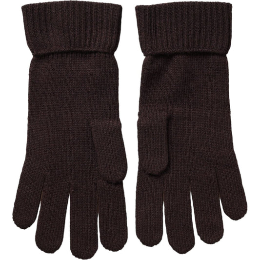 Dolce & Gabbana Brown Wool Knitted Wrist Length Gloves Dolce & Gabbana