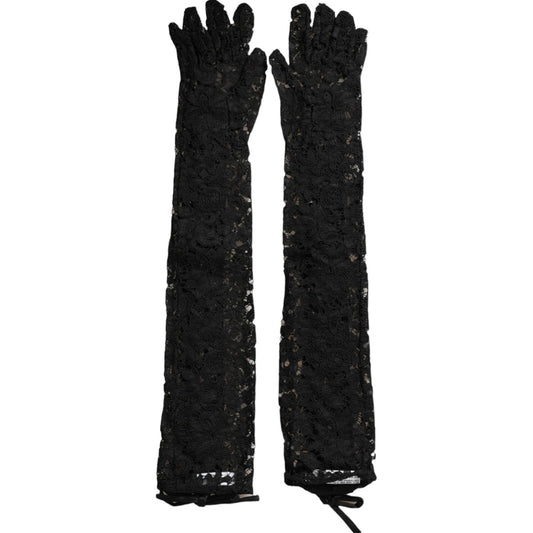 Dolce & Gabbana Black Taormina Lace Elbow Length Gloves Dolce & Gabbana