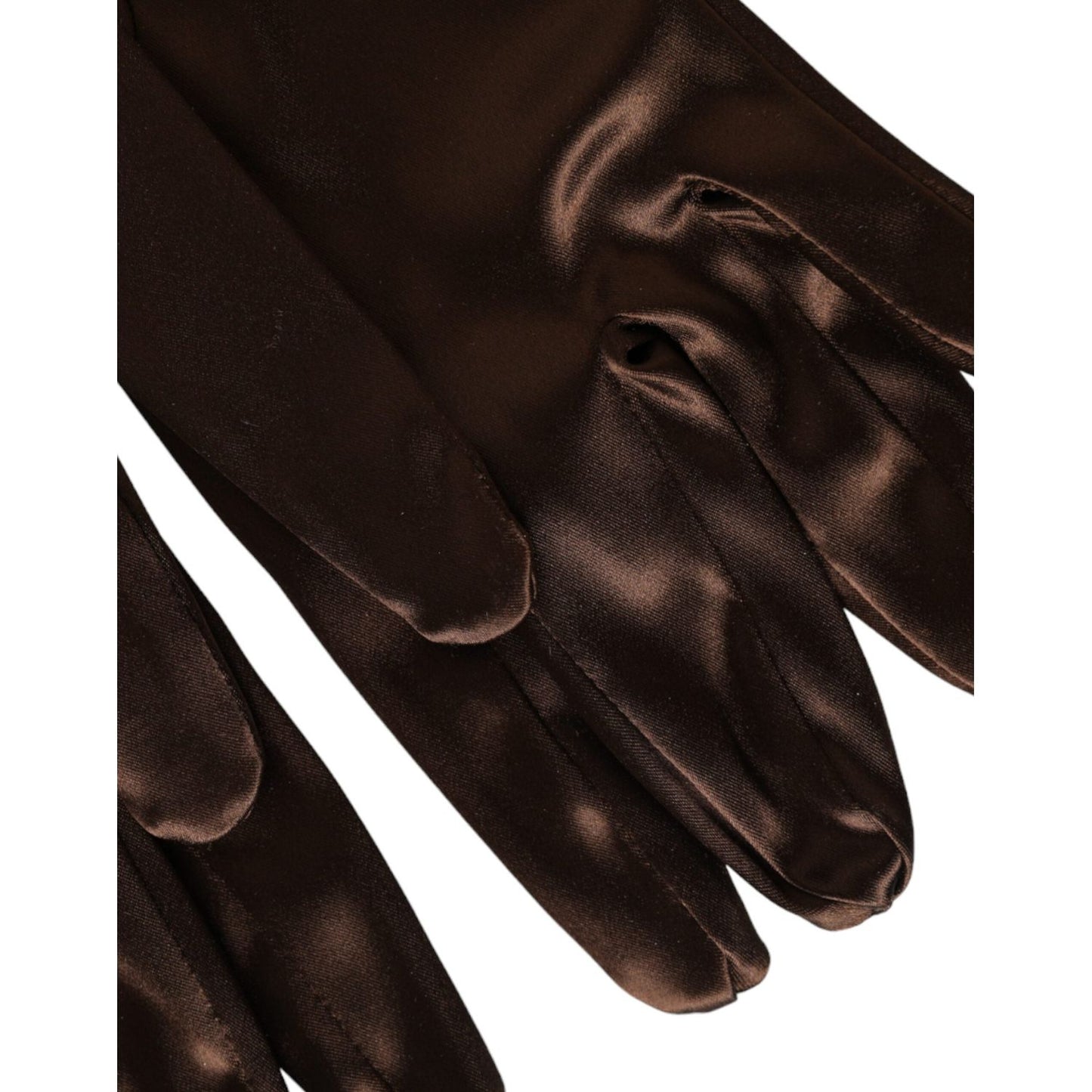 Dolce & Gabbana Brown Acetate Satin Elbow Length Gloves Dolce & Gabbana