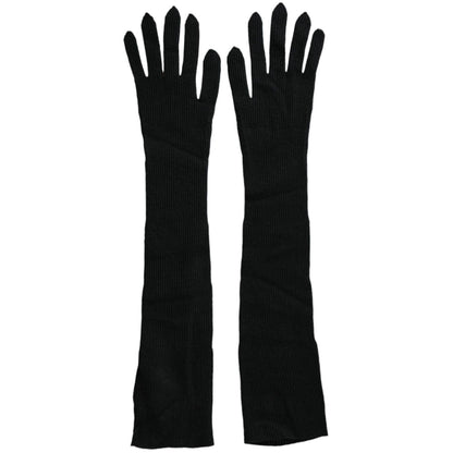 Dolce & Gabbana Black Cashmere Knitted Elbow Length Gloves