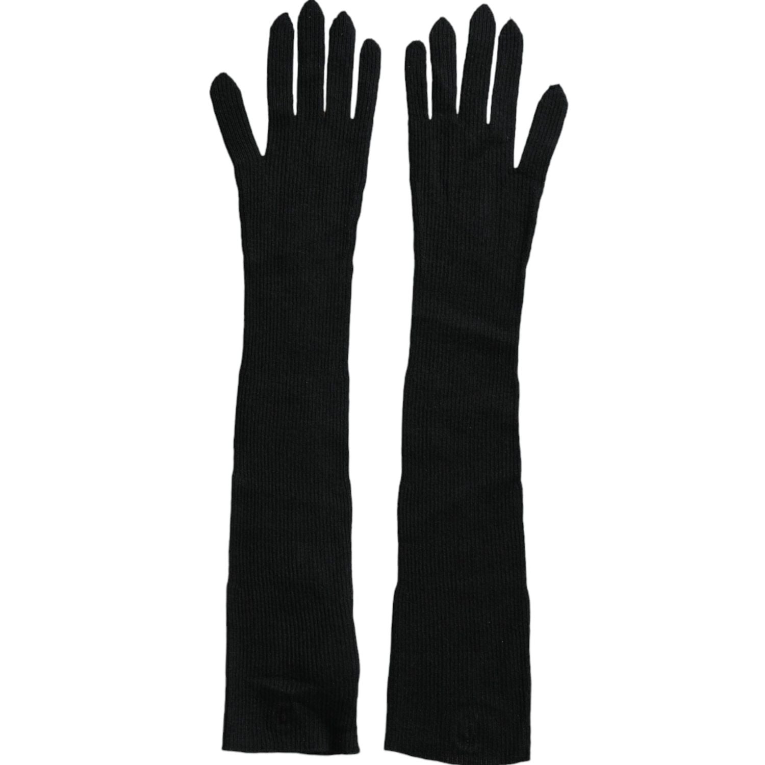 Dolce & Gabbana Black Cashmere Knitted Elbow Length Gloves