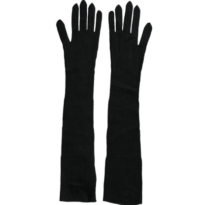 Dolce & Gabbana Black Cashmere Knitted Elbow Length Gloves