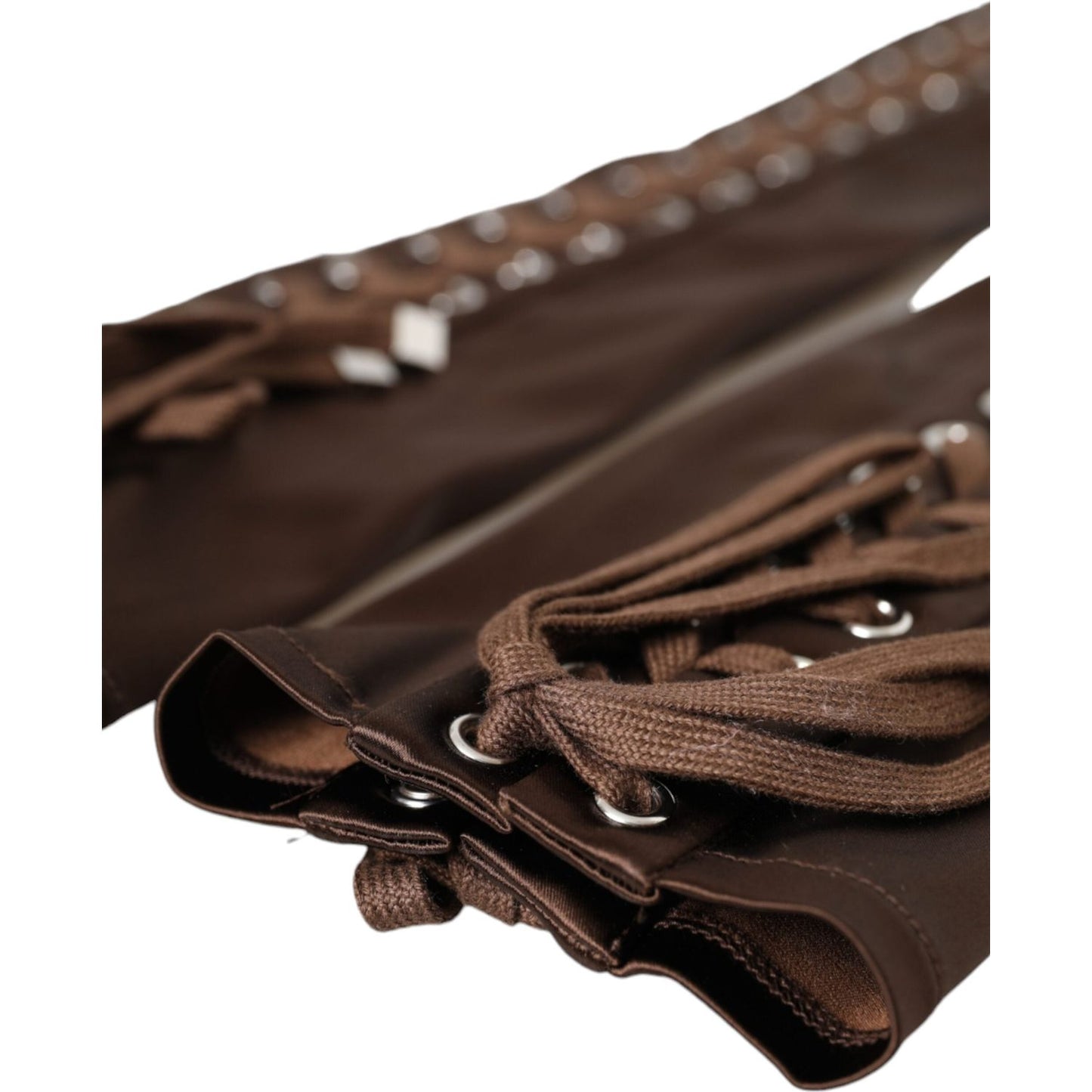 Dolce & Gabbana Brown Acetate Lace Up Fingerless Gloves Dolce & Gabbana