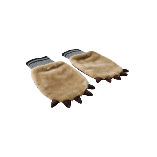 Dolce & Gabbana Beige Acrylic Knitted Fur Wrist Mitten Gloves
