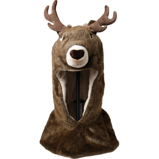 Dolce & Gabbana Brown Deer Faux Fur Whole Head Hat Dolce & Gabbana