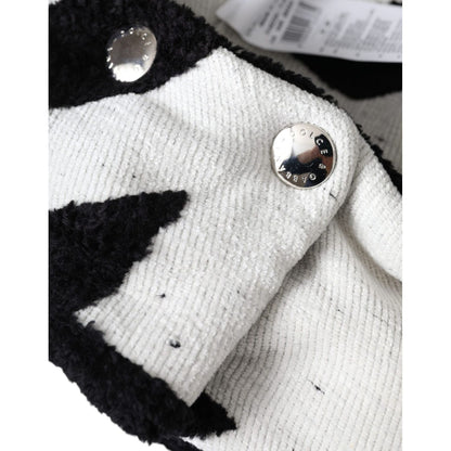 Dolce & Gabbana Black White Wool Whole Head Wrap Hat