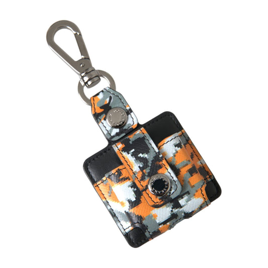 Dolce & Gabbana Multicolor Camouflage Print Leather Logo Metal Airpods Case