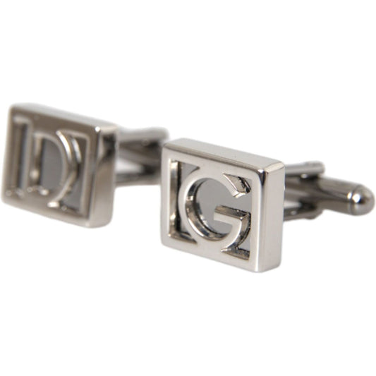 Silver Plated Metal Brass DG Logo Pin Cufflinks