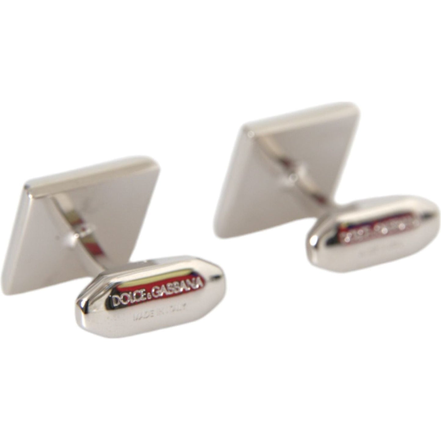 Dolce & Gabbana Silver Plated Brass Pin Crystal Cufflinks Dolce & Gabbana