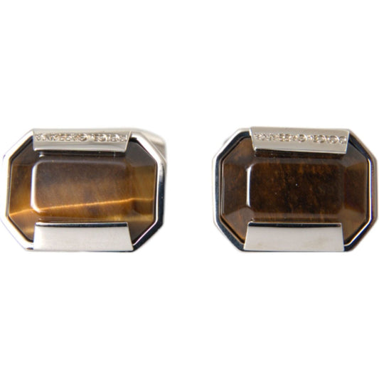 Silver Plated Brass Pin Crystal Cufflinks