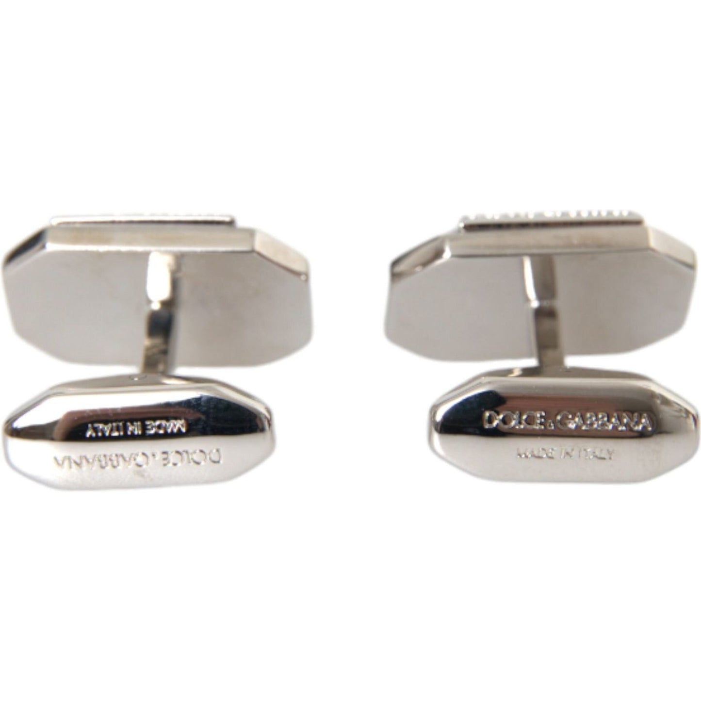 Dolce & Gabbana Silver Plated Brass Pin Crystal Cufflinks Cufflinks Dolce & Gabbana