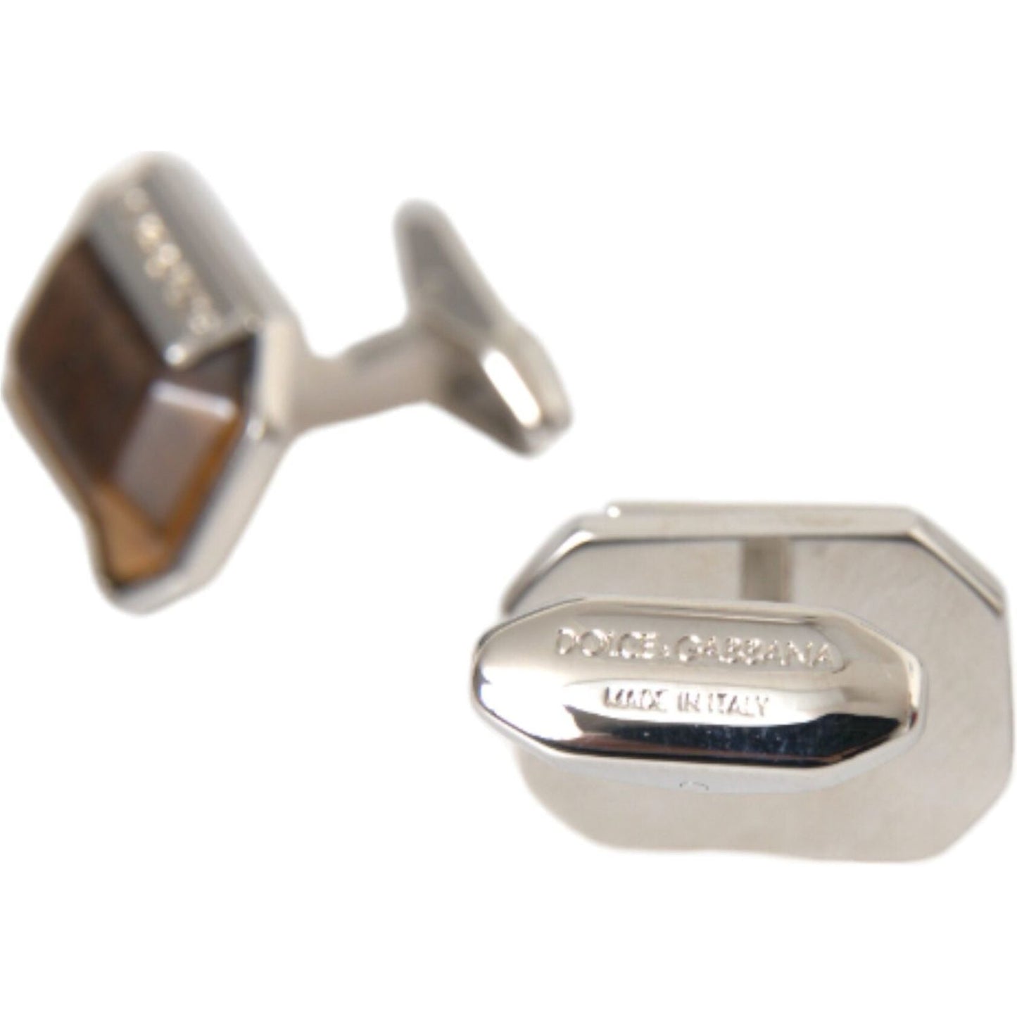 Dolce & Gabbana Silver Plated Brass Pin Crystal Cufflinks Cufflinks Dolce & Gabbana