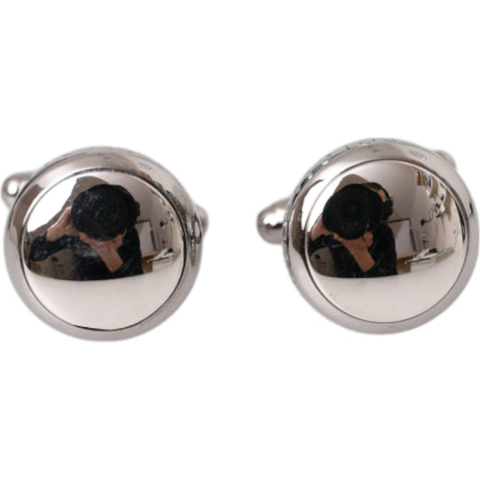 Silver Plated Brass Round Pin Men Cufflinks