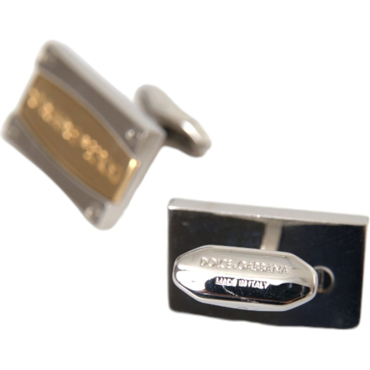 Dolce & Gabbana Silver Gold Plated Brass DG Logo Pin Cufflinks Dolce & Gabbana