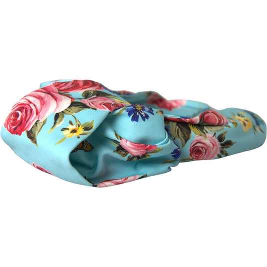 Turquoise Floral Applique Silk Women Headband Diadem