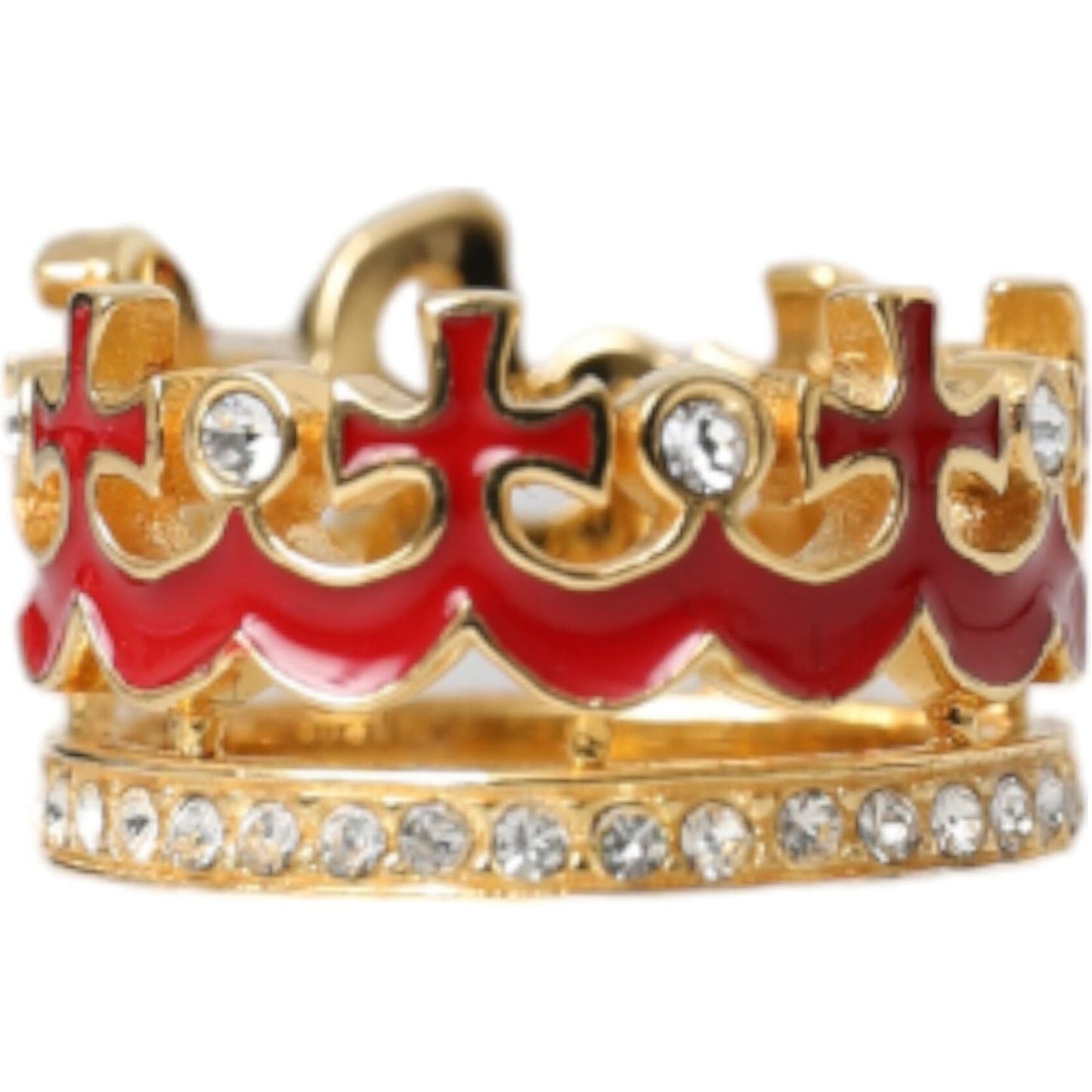 Dolce & Gabbana Gold Tone BrassCrystal Enamel DG CROWN Statement Ring Ring Dolce & Gabbana