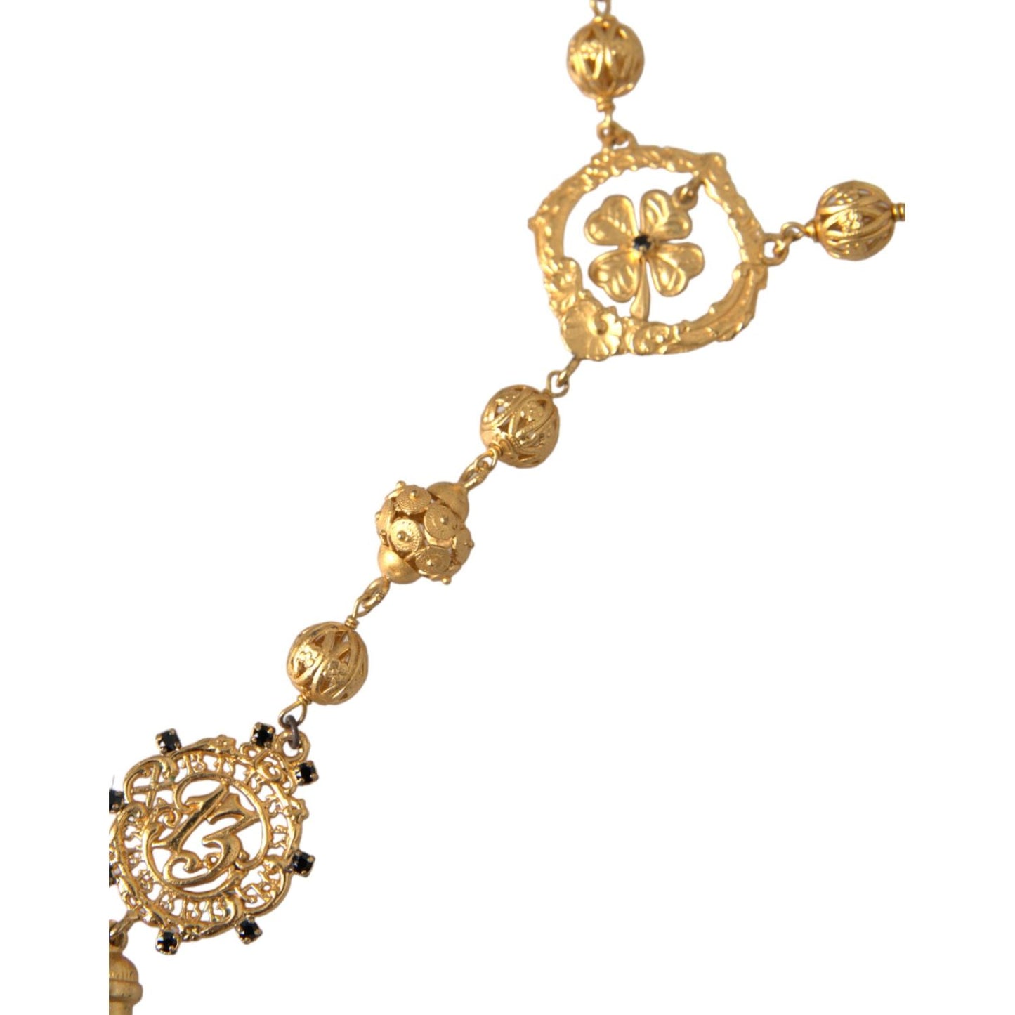 Dolce & Gabbana Gold Tone Chain Brass Beaded Statement Sicily Necklace Necklace Dolce & Gabbana