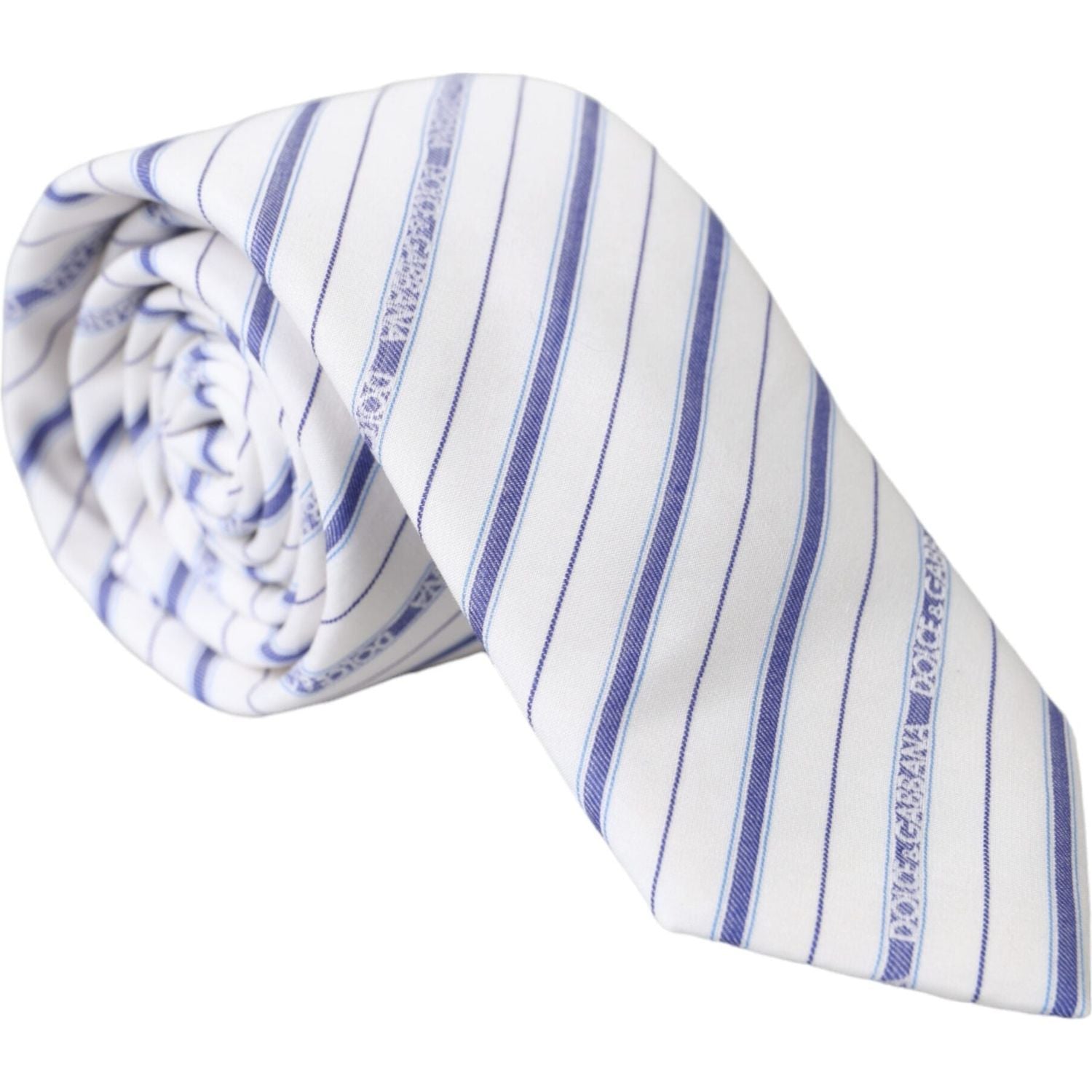 Dolce & Gabbana White Blue Stripes Silk Adjustable Tie