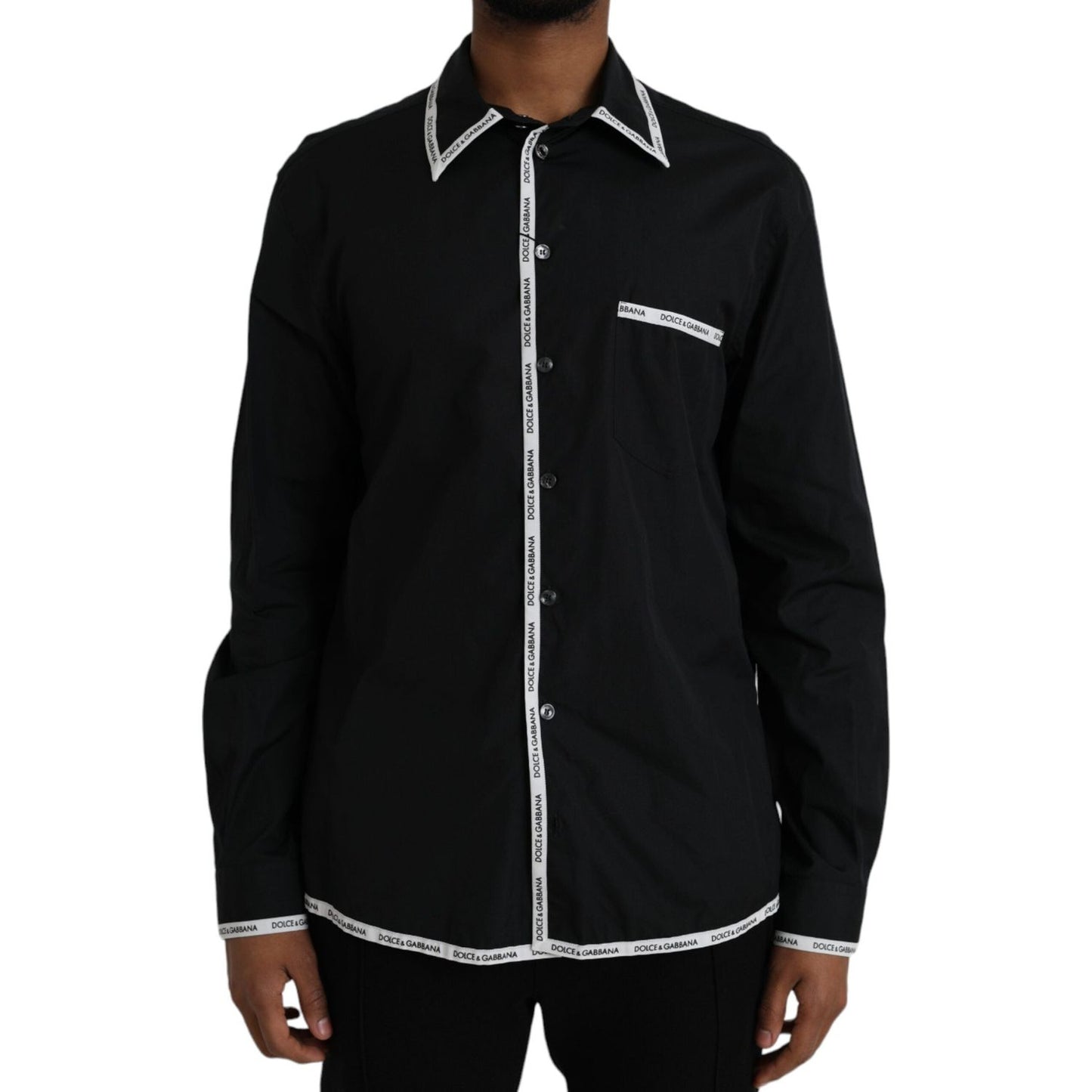 Dolce & Gabbana Black Collared Long Sleeve Cotton Casual Shirt Dolce & Gabbana