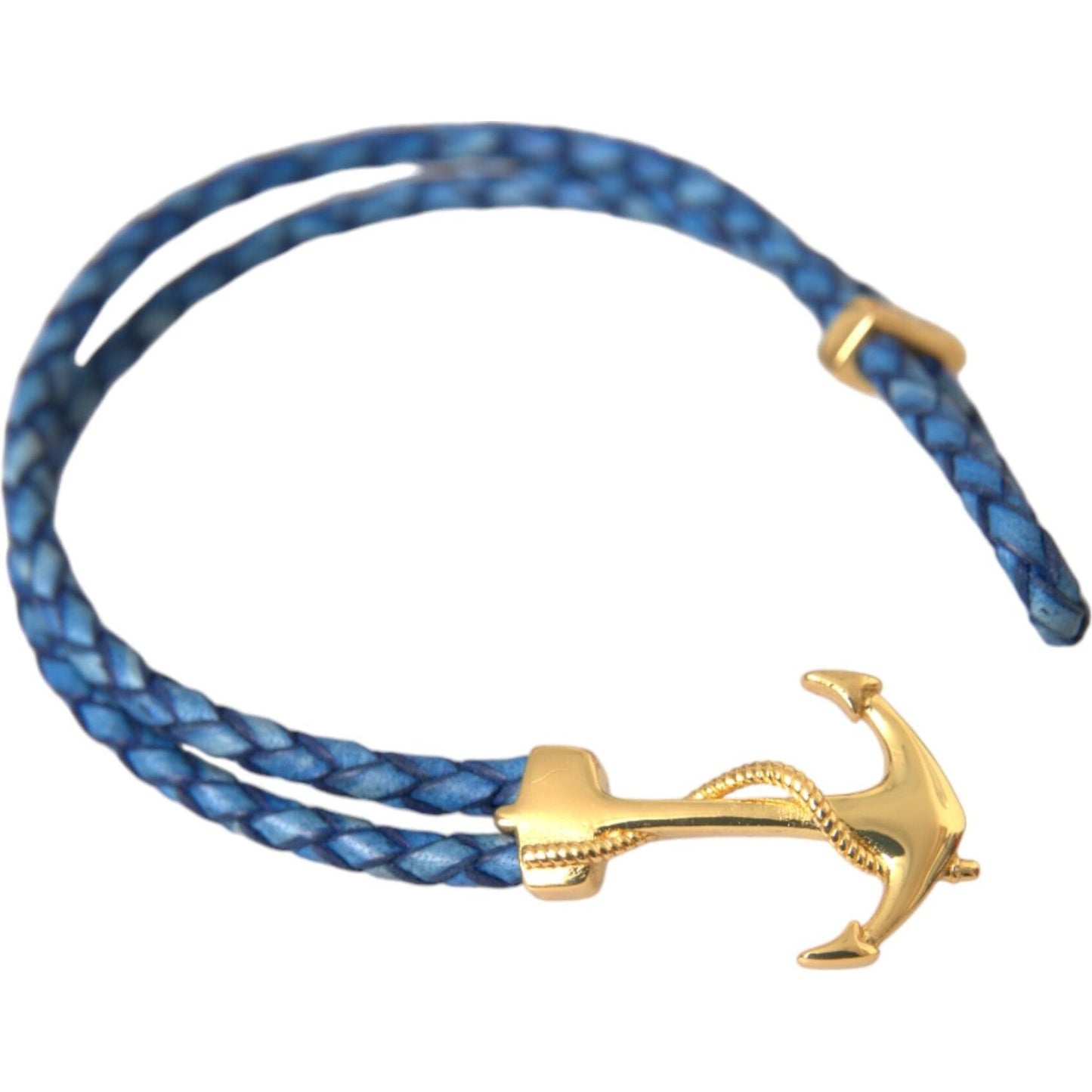 Nialaya Blue Gold Anchor 925 Silver Charm Bracelet Mens Nialaya