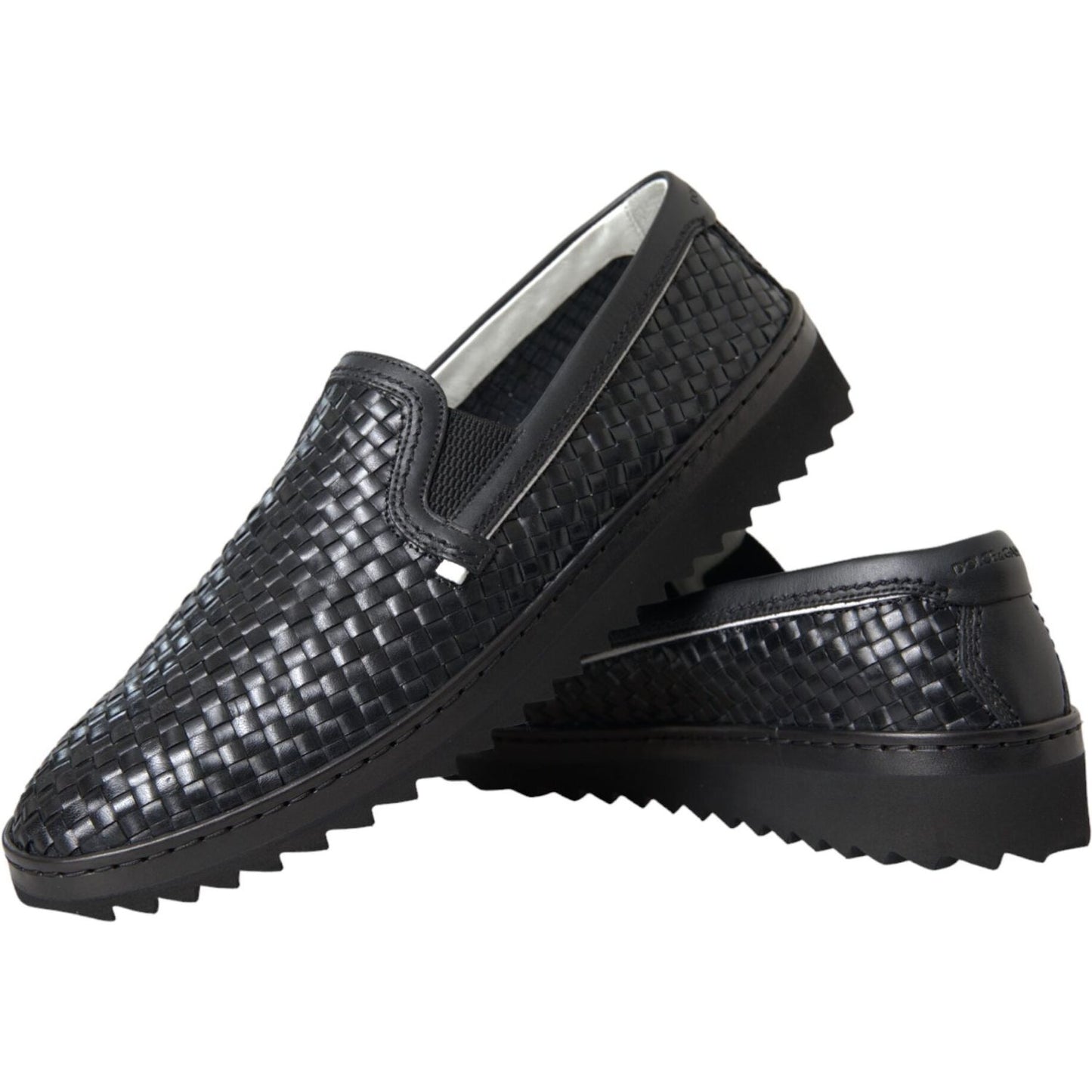 Dolce & Gabbana Black Woven Buffalo Leather Men Loafers Shoes Dolce & Gabbana