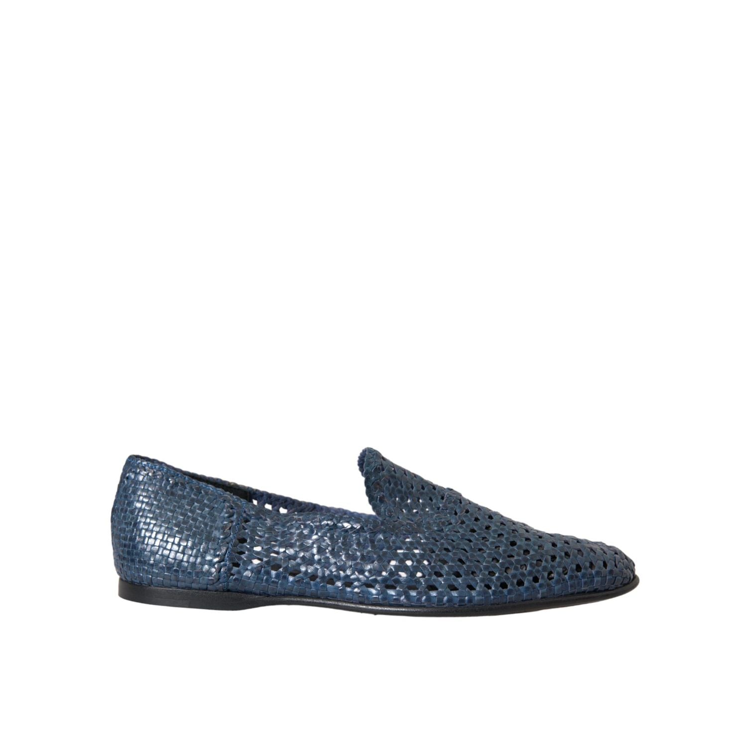Dolce & Gabbana Blue Woven Leather Slip On Loafers Men Shoes
