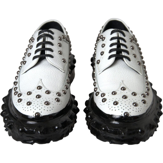 Black White Embellished Derby Formal Shoes